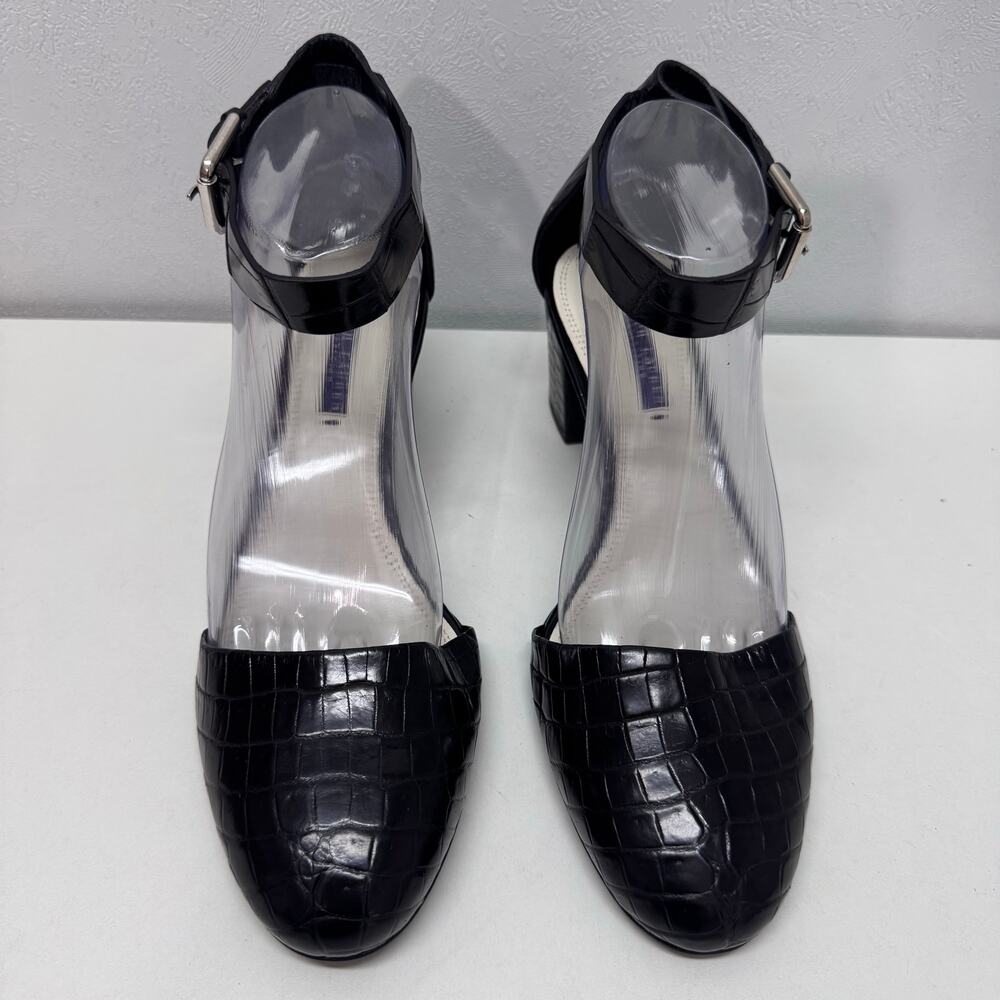 NEW Ralph Lauren Purple Label Chunky Block Heeled Sandals Embossed EU 41B/US 11